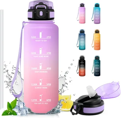 Japoria 1.5L Bottiglia d'Acqua con Striscia e Segnaletempo, Senza BPA, a Prova di Perdite per Scuola, Ufficio, Yoga - Best Deal
