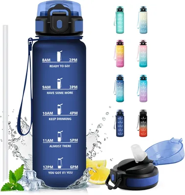 Boccale sportivo JAPORIA 1L Riutilizzabile Bottiglia per Acqua Senza BPA Motivazionali per Scuola, Ufficio - Best Deal