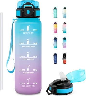 JAPORIA Borraccia 1 litro con Cannuccia, Bottiglia Acqua Riutilizzabile per Palestra con Indicatore Termico, Best Deal