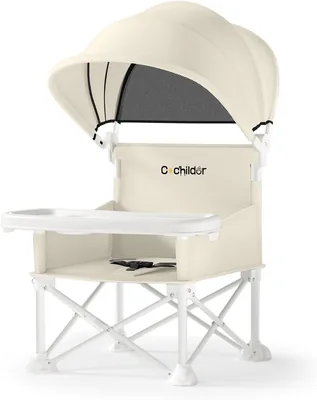 Cochildor 4-in-1 Tragbare Sitzerhöhung Baby, Klappbarer Babysitz, Beige | 6 Monate - 3 Jahre, Abnehm