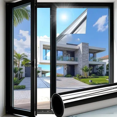 Folizent Hitzeschutzfolie Fenster außen & Innen 44.5x200cm Spiegelfolie