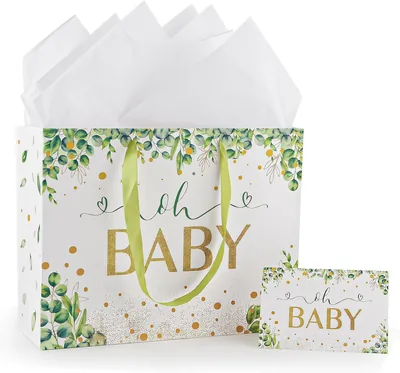 WOKATFI Large Baby Gift Bag Set - Floral Design, Best Deal