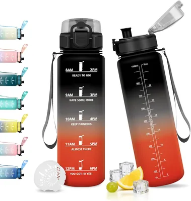 JAPORIA 1L Bottiglia d'Acqua Motivazionale, Antileak, Con Timer, BPA Free, Riutilizzabile - Best Deal