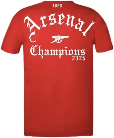 Arsenal Champions T-Shirt Red 180g Cotton 1886 Est. 2025