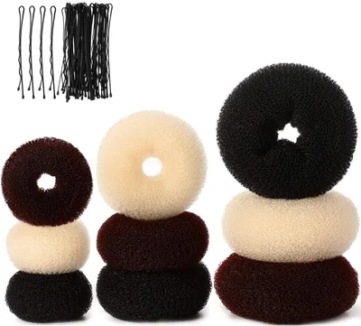 9-delar hårsätt 50 vavha hälsor, Donut-hådonuts Black/Brown/Beige hälsningskit för kvinnor - Best Deal