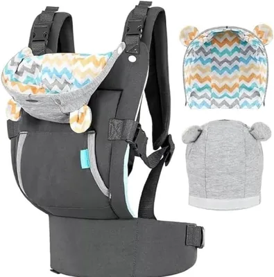 4-in-1 Baby Carrier Grey Chevron - Ergonomic, Newborn to Toddler