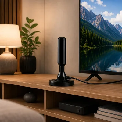 Antena Digital Interna e Externa para TV HD 4K UHD com Base Magnética e Cabo de 3m - Captura de Sinal Alta para Canais Abertos