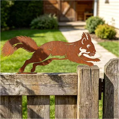 Ljevandria Eichhörnchen Gartendekoration Herbstdeko Außen | Rostiger Metallstab, Herbstgartendeko, Gartenkunst