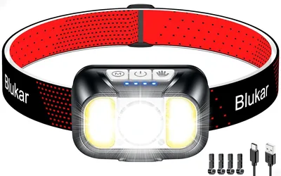 Linterna frontal Blukar 2026 Gen2, LED recargable | 10 modos regulables, haz doble, luz ancha/punto