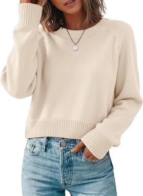 Zeagoo Cropped Crewneck Sweater Best Deal