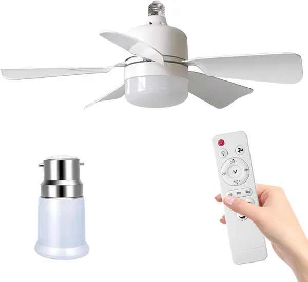 Ventilateur de plafond avec lumière et télécommande, 30 W LED réglable, 3 modes d'éclairage, minuteur 1/2/4H, 2400 lm, E27