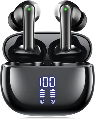 ワイヤレスイヤホン Bluetooth 5.4 ENC ノイズキャンセル 40時間再生 Hi-Fi 音質 IPX7 防水 LED表示