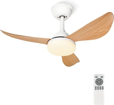 Lirixia Ventilador de Techo con Luz y Control Remoto, Diámetro 78 cm, Lámina Efecto Madera, Motor DC Silencioso de 28 W, 6 Velocidades, 3 Colores - 39% de Descuento