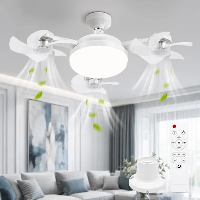Ventilateur Plafond avec Lumière et Télécommande - Plafonnier Ventilateur Silencieux E27