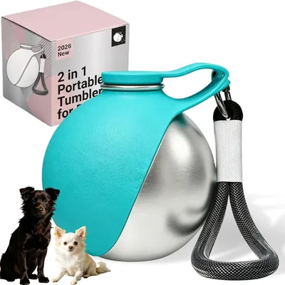 Botella de agua portátil para perros, botella plegable de silicona y acero inoxidable para viajes, 285ml, Grande Ca