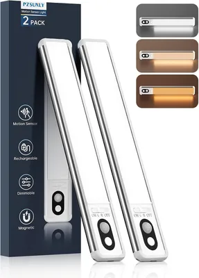 Luci LED PZSUNLY per Armadietto, 25 cm, con Sensore e 3 Temperature di Colore, Pacco da 2