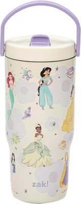 Zak Designs - Vaso de agua de acero inoxidable de 20 onzas con pajita abatible, sin BPA (Ariel, Be