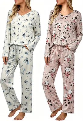 V Neck Women's Pajama Sets 38% Off