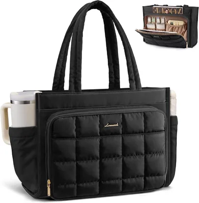 LOVEVOOK Puffer Laptop Handtasche Damen Shopper Tasche, Schwarz, Utility