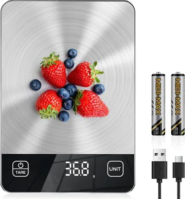 Diyife 15kg Rechargeable Food Scale, Stainless Steel & Tempered Glass | Best Deal