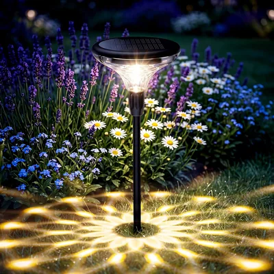 Lumière de jardin extérieur solaire, 1 pièce, 3000 K lumière chaude IP65, modes continu et respirant 2, avec projection lumineuse brillante, 78.5 cm