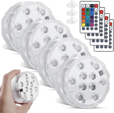 HOSPAOP Poolbeleuchtung Unterwasser Licht, LED Beleuchtung Wasserdichte mit Fernbedienung, Timer, 10 LEDs und Saugnapf für Pool