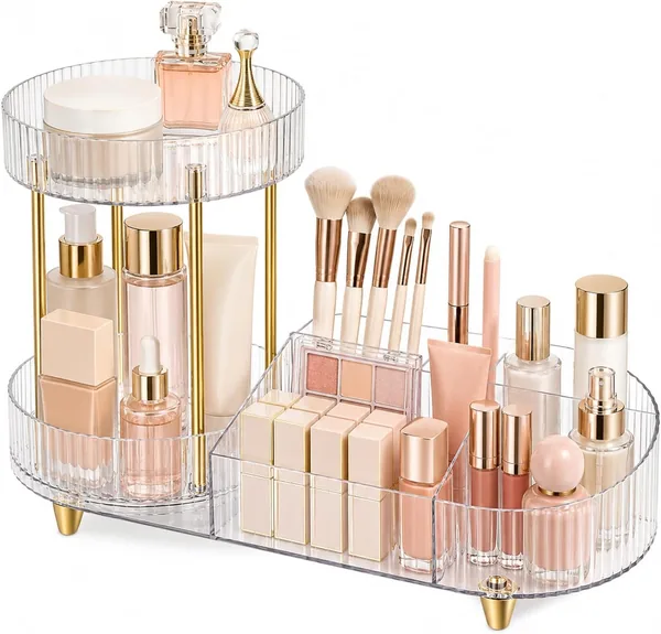 Rotating Perfume Organizer - 5 Compartments Cosmetic Storage Best Deal