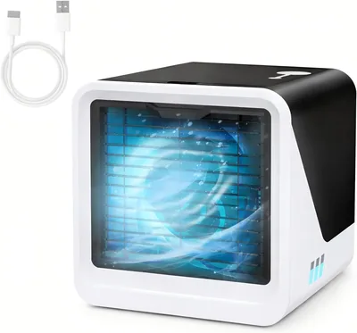 Mini Aire Acondicionado Portátil - Refrigerador USB-C Silencioso, 3 Velocidades, Ideal para Dormitorio, Oficina y Viaje