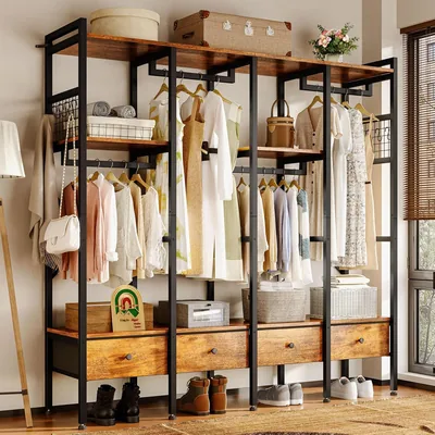 Alma Hogar Closet Armables Para Ropa | Color Retro, 200x40x200 cm, 4 cajones de tela, 3 estantes, 4 espacios para colgar Best Deal