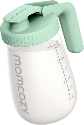 Mamadera de Leche Materna Momcozy, Recipiente de Almacenamiento de Vidrio con Boca Ancha, 32 Oz, Verde