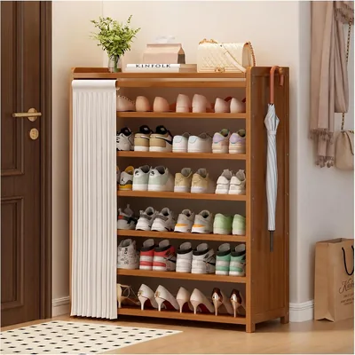 Bamboo Shoe Rack Storage Cabinet - Entryway Organizer Best Deal