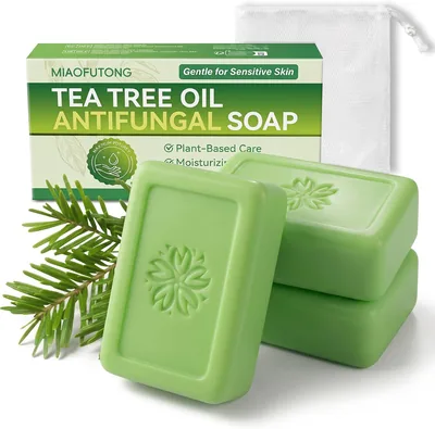 3 stk Tea Tree Olja Antibakteriell Sáp, Naturlig Sáp med Tea Tree Olja, Duschbitar för Ansicht och Körper, Derma Relierande