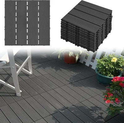 YEATHOR Garden Decking Tiles WPC Terrace Flooring