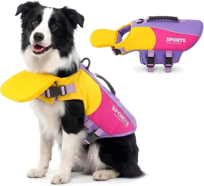 PAIDEFUL Flotador Frontal para Perros con Apoyo en la Barbilla, Chaleco de Baño de Bloques de Color y Manejo de Rescate con D-Ring para Navegación