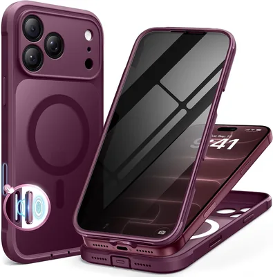 Funda magnética BERFY para iPhone 17 Pro, mate translúcida con pantalla de privacidad
