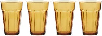 Duralex - Juego de 4 Copas de Cristal Picardie Amber de 360 ml, Resistente y Apilable