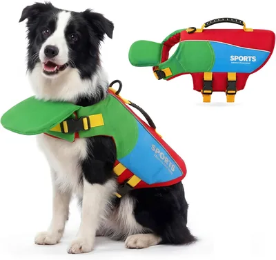 PAIDEFUL - Chaleco Salvavidas para Perros con Flotador Frontal y Apoyo en la Barbilla, Vestido de Baño de Cuadrados de Rescate con Anillo D-Ring para Botes