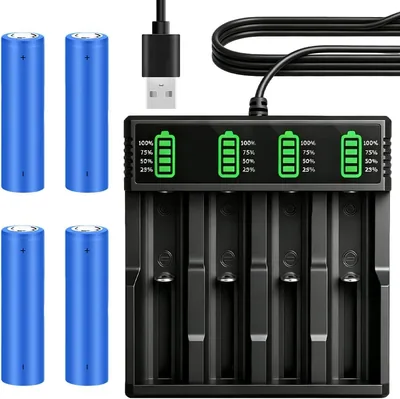 SKJJM 3.7V 2200mAh Rechargeable NIMH Battery Pack (4) + USB Charger