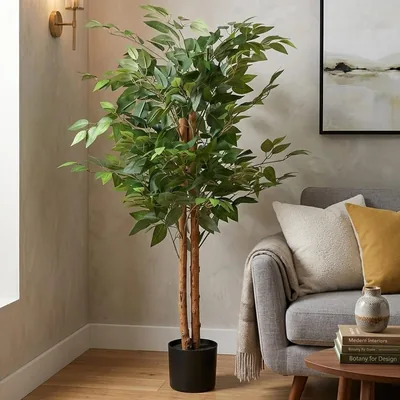 Planta Decorativa Artificial Realista para el Hogar: Ficus de 120 cm con Maceta