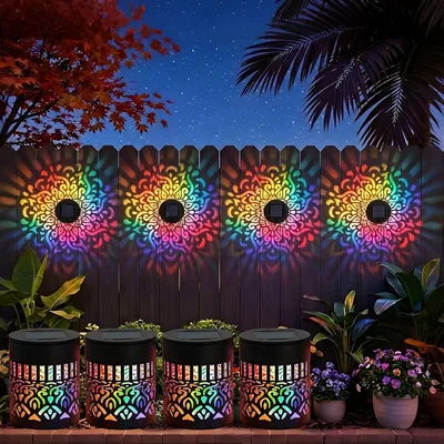 Maxspace Mandala Solarleuchten Außen, Metall-Solarlaterne mit 7 Farbwechseln, Schwarze Solarlampe, Wasserfest für Wände - Best Deal