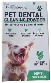 Pet Teeth Cleaning Powder - 50g, Prevents Tartar & Reduces Plaque, Breath Freshener, Scoop Included