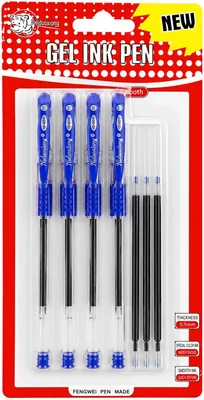 4 pcs Blue Gel Pens with Refills - Best Deal