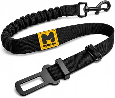 Cintura di sicurezza per cani MORELOW - Elastica antischock per cani che riduce lo strappo - Regolabile con ganci rinforzati - Colore: Nero