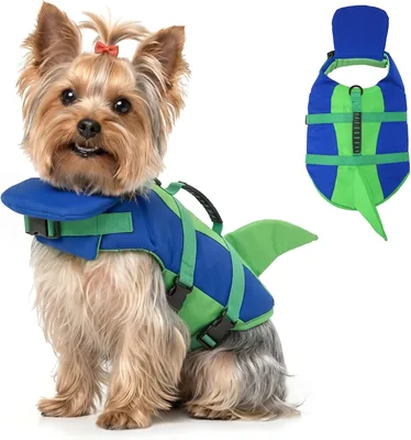 Jacketa de natación Paydeful para perros con aleta de tiburón, alta flotabilidad, chaleco salvavidas con mango de rescate y D-Ring para perro