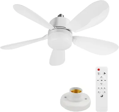 Ventilador de techo con luz y control remoto, E27/E26 Dimmable LED, 5 aspas, silencioso, 3 velocidades, para sala de estar, O