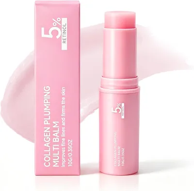 Baume Anti-âge Anti-Rides Coréen Pink Collagen Volume Multi Balm, Combat Rides et Relâchement, Hydrating Face Stick Makeup - 70% Off
