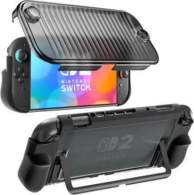 FEISEDY Funda Protectora para Nintendo Switch 2, Caso de PC y TPU, Carcasa de Una Pieza con Soporte Trasero Plegable (5% Descuento)
