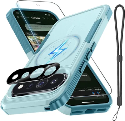Google Pixel 11/Pro Case with Wrist Lanyard, Mint Green (MagSafe, Screen Protector, Camera Lens)