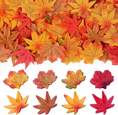 ROLLWAY 400 Stück Künstliche Herbstblätter Dekorative Herbstblätter Herbst | 8 Farben, 2 Arten
