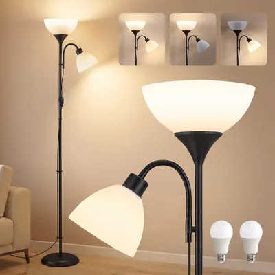 Lampe de sol LED VASAGLE Lusia avec lumière de lecture, bras réglable, noir mat, 38.5 x 23.5 x 176 cm, Meilleure Offre